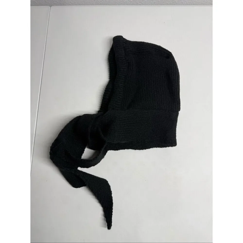 Knitted Winter Balaclava Thickened One-Piece Scarf Cap Hooded Y2K One Size Black